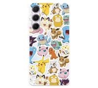 Funda Compatible con Samsung Galaxy A55 5G Oficial de Pokémon Pokémon Patrón Sticker para Proteger tu móvil. Carcasa de Silicona Transparente Flexible con Licencia Oficial de Pokémon