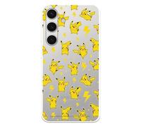 Funda Compatible con Samsung Galaxy S24 Oficial de Pokémon Pikachu Patrón para Proteger tu móvil. Carcasa de Silicona Transparente Flexible con Licencia Oficial de Pokémon