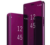 Funda Compatible con Samsung Galaxy S26 Carcasa Espejo Mirror Flip Caso Clear View Standing Cover Galaxy S26 Case PU Cuero Fundas Protectora Cubierta 360°para Samsung S26 (Morado)