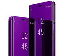 Funda Compatible con Samsung Galaxy S26 Carcasa Espejo Mirror Flip Caso Clear View Standing Cover Galaxy S26 Case PU Cuero Fundas Protectora Cubierta 360°para Samsung S26 (Morado Azul)