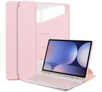 Funda compatible con Samsung Galaxy Tab S10 Plus/S10+ 5G de 12.4 pulgadas 2024 SM-X820 con teclado inalámbrico y soporte para bolígrafo S, soporte giratorio, funda para tablet inteligente, apagado y