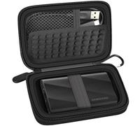 Funda compatible con Samsung T9/T7/T7 Shield SSD portátil de 1 TB, 2 TB, 4 TB, disco duro externo, organizador de viaje para unidades de estado sólido y cable USB (solo caja), color negro