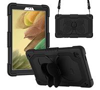 Funda Compatible con Samsung Tab A7 Lite 8.4 T225/T220, Cubierta Protectora de Carga Pesada 3D, Carcasa de Silicona de cómics de alas de Mariposa para niños con Tirantes Correa Negra
