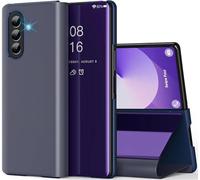 Funda Compatible con Samsung Z Fold 7 Carcasa Espejo Mirror Flip Caso Clear View Standing Cover Z Fold 7 Case PU Fundas Protectora Cubierta 560°para Samsung Galaxy Z Fold 7 (Púrpura)