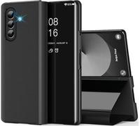 Funda Compatible con Samsung Z Fold 7 Carcasa Espejo Mirror Flip Caso Clear View Standing Cover Z Fold 7 Case PU Fundas Protectora Cubierta 560°para Samsung Galaxy Z Fold 7 (Negro)