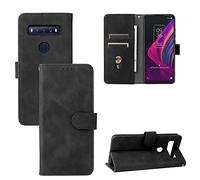 Funda compatible con TCL 10 SE / T766H T766U T766A T766J Cubierta cover stand flip libro gel TPU cartera protección pantalla LCD antigolpes antiarañazos case magnética eco piel porta tarjetas negro