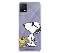 Funda Compatible con TCL 405 - TCL 408 Oficial de Peanuts Woodstock y Snoopy Posado para Proteger tu móvil. Carcasa de Silicona Transparente Flexible con Licencia Oficial de Snoopy