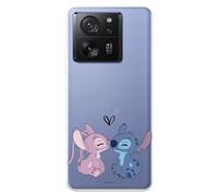 Funda Compatible con Xiaomi 13T- Xiaomi 13T Pro Oficial de Disney Angel & Stitch Beso para Proteger tu móvil. Carcasa de Silicona Transparente Flexible con Licencia Oficial de Lilo & Stitch