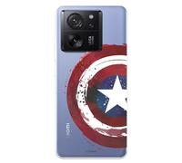 Funda Compatible con Xiaomi 13T- Xiaomi 13T Pro Oficial de Marvel Capitán América Escudo para Proteger tu móvil. Carcasa de Silicona Transparente Flexible con Licencia Oficial de Marvel