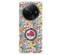 Funda Compatible con Xiaomi Redmi A3 Oficial de Pokémon Patrón Sticker Poké Ball para Proteger tu móvil. Carcasa de Silicona Transparente Flexible con Licencia Oficial de Pokémon