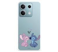 Funda Compatible con Xiaomi Redmi Note 13 Pro 5G - Poco X6 Oficial de Disney Angel & Stitch Beso Carcasa de Silicona Transparente Flexible con Licencia Oficial de Lilo & Stitch