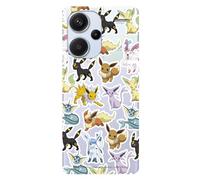 Funda Compatible con Xiaomi Redmi Note 13 Pro Plus 5G Oficial de Pokémon Eevee Evoluciones. Carcasa de Silicona Transparente Flexible con Licencia Oficial de Pokémon