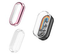 Funda compatible con Xiaomi Smart Band 10, protector de pantalla flexible de TPU resistente a los arañazos, carcasa protectora para Xiaomi Smart Band 10 Fitness Tracker (Z-Rosa/transparente)