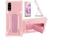 Funda Compatible para Kyocera Basio Active3 Kyg04 Funda Carcasa Case Cover [con Protector de Pantalla de Cristal Templado] Híbrida [Soporte Plegable Magnético] Rosa