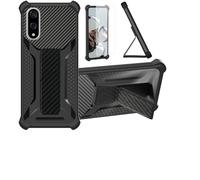 Funda Compatible para Kyocera Basio Active3 Kyg04 Funda Carcasa Case Cover [con Protector de Pantalla de Cristal Templado] Híbrida [Soporte Plegable Magnético] Negro