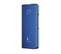 Funda Compatible para Xiaomi Redmi Note 14 Pro 5G Translúcido Espejo Carcasa, Clear View Standing Ultra Delgado Funda Libro Flip Espejo Case Soporte Plegable Smart Mirror Protectora Bumper,Azul