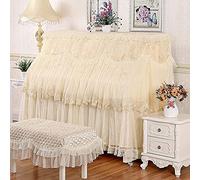 Funda completa para piano, Camino de mesa tela decorado con exquisito bordado macramé for uso universal(Beige)