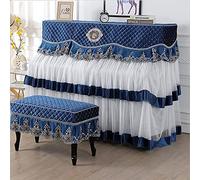 Funda completa para piano, Funda de piano tela con encaje, todo incluido, for vertical moderno, funda protectora punto medio(Blue,(two seat type))