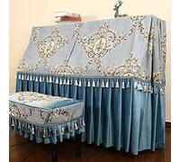 Funda completa para piano, La decoración con flecos cubre completamente la tela de funda del piano, una protectora alta calidad for el hogar(Blue,155 * 38 * 125cm+57 * 37cm)