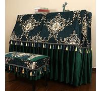 Funda completa para piano, La decoración con flecos cubre completamente la tela de funda del piano, una protectora alta calidad for el hogar(Green,155 * 38 * 125cm+77 * 37cm)