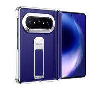 Funda con Acabado Metalizado para Huawei Pura X MAX: Funda De Cuero Ultrafina con Protección para La Bisagra, Mini Soporte Y Protección Antigolpes.,Blue