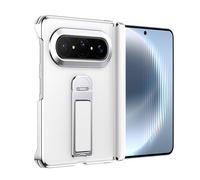 Funda con Acabado Metalizado para Huawei Pura X MAX: Funda De Cuero Ultrafina con Protección para La Bisagra, Mini Soporte Y Protección Antigolpes.,Silver