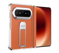 Funda con Acabado Metalizado para Huawei Pura X MAX: Funda De Cuero Ultrafina con Protección para La Bisagra, Mini Soporte Y Protección Antigolpes.,Orange