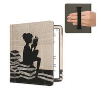 kwmobile Funda de Cuero sintético Compatible con Onyx Boox Leaf 2 - Bolsillo y Agarre - Chica lectora
