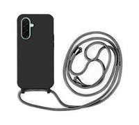 Funda con cadena para teléfono móvil compatible con Samsung Galaxy A26 mate, funda protectora antigolpes, color negro