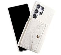 Funda con cartera para Samsung Galaxy S25 Ultra/S25 Plus/S25, Litchi cicatrices patrón de piel para teléfono móvil con tarjetero, correa para el hombro, blanco, S25 Ultra