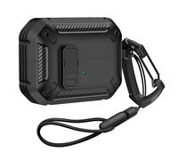 Funda con Cierre para Samsung Galaxy Buds3 Pro, Carcasa rígida a Prueba de Golpes con Llavero y Correa para Galaxy Buds 3 Pro (Negro)