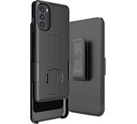 Funda con clip para Moto G 5G (2022), Nakedcellphone funda rígida delgada para teléfono con soporte y [giratorio/trinquete] Combo de soporte para cinturón de cadera para Motorola XT2213 Series - Negro