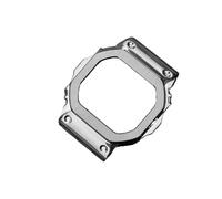 Funda con correa de reloj de acero inoxidable compatible con for G-SHOCK 3229 compatible con for Casio DW5600 GW-B5600 GW-M5610 correa de reloj con bisel de fondo rojo modificado (Color : Silver case