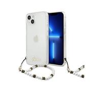 Funda con correa Guess White Pearl, transparente - iPhone 13 mini