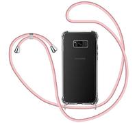 Funda con Cuerda para Samsung Galaxy S8, Carcasa Transparente TPU Suave Silicona Case con Correa Colgante Ajustable Collar Correa de Cuello Cadena Cordón para Samsung Galaxy S8 - Oro Rosa