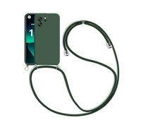Funda con Cuerda para Xiaomi 13T 5G/Xiaomi 13T Pro 5G, Carcasa Suave Silicona Skin Caso con Ajustable Collar Correa de Cuello Cordón Carcasa de Silicona, Oscuro Verde