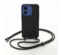 Funda con Cuerda para Xiaomi Poco C85 (EU version 173 mm, No para Global Version) para Colgar con Correa, Carcasa Manos Libres de Cordon Ajustable, Lanyard Case Silicona Líquida Color Negro