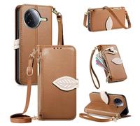 Funda con Cuerda para Xiaomi Poco F7 Pro/Xiaomi Poco F7 Ultra Carcasa con Correa Colgante Ajustable Collar,Carcasa de Cuero PU, Magnético Libro Tipo Flip Capa,Soporte Plegable con Tarjetero,Marrón