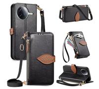 Funda con Cuerda para Xiaomi Poco F7 Pro/Xiaomi Poco F7 Ultra Carcasa con Correa Colgante Ajustable Collar,Carcasa de Cuero PU, Magnético Libro Tipo Flip Capa,Soporte Plegable con Tarjetero,Negro
