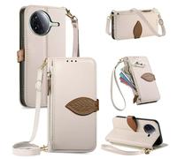 Funda con Cuerda para Xiaomi Poco F7 Pro/Xiaomi Poco F7 Ultra Carcasa con Correa Colgante Ajustable Collar,Carcasa de Cuero PU, Magnético Libro Tipo Flip Capa,Soporte Plegable con Tarjetero,Blanco