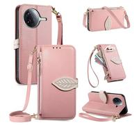 Funda con Cuerda para Xiaomi Poco F7 Pro/Xiaomi Poco F7 Ultra Carcasa con Correa Colgante Ajustable Collar,Carcasa de Cuero PU, Magnético Libro Tipo Flip Capa,Soporte Plegable con Tarjetero,Rosa