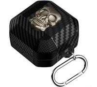 Funda con llavero de calavera 3D para Samsung Galaxy Buds4 Pro y Buds 4 | A prueba de golpes para funda de TPU con mosquetón | Carcasa protectora de diseño de esqueleto divertido (oro brillante)