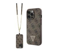 Funda con logotipo metálico Guess Crossbody 4G, marrón - iPhone 13 Pro