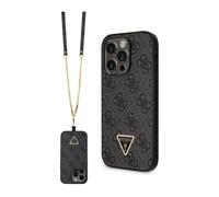 Funda con logotipo metálico Guess Crossbody 4G, negra - iPhone 14 Pro Max
