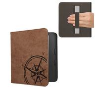 kwmobile Carcasa Compatible con Kobo Libra 2 - Funda e-Book de Ante sintético con Solapa y Correa de Mano - de Aguja magnética
