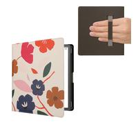 kwmobile Carcasa Compatible con Amazon Kindle Scribe (2022/2024) Funda - Funda e-Book con Solapa y Correa de Mano - Flores Multicolor