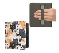 kwmobile Carcasa Compatible con Kobo Libra Colour Funda - Funda e-Book con Solapa y Correa de Mano - Gatitos