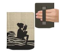 kwmobile Carcasa Compatible con Pocketbook Verse/Verse Pro/Verse Color/Vivlio Light/Light HD Funda - Funda e-Book con Solapa y Correa de Mano - Chica lectora