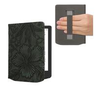 kwmobile Carcasa Compatible con Pocketbook Verse/Verse Pro/Verse Color/Vivlio Light/Light HD Funda - Funda e-Book con Solapa y Correa de Mano - Flores en Relieve