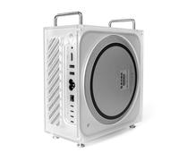 Funda con soporte para Mac Studio M1/M2/M4 Ultra, funda vertical de acrílico esmerilado con cubierta lateral magnética de acceso completo al puerto, ventilación refrescante, antiarañazos, a prueba de